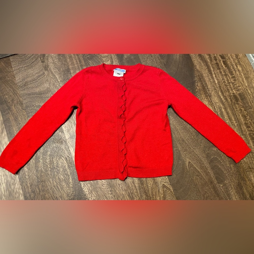 Jacadi red scallop/button detail cardigan.